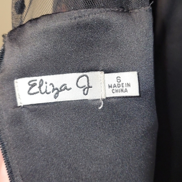 Eliza J black floral pokeadot overlay sleeveless bonning size 6 tea length - Picture 7 of 8